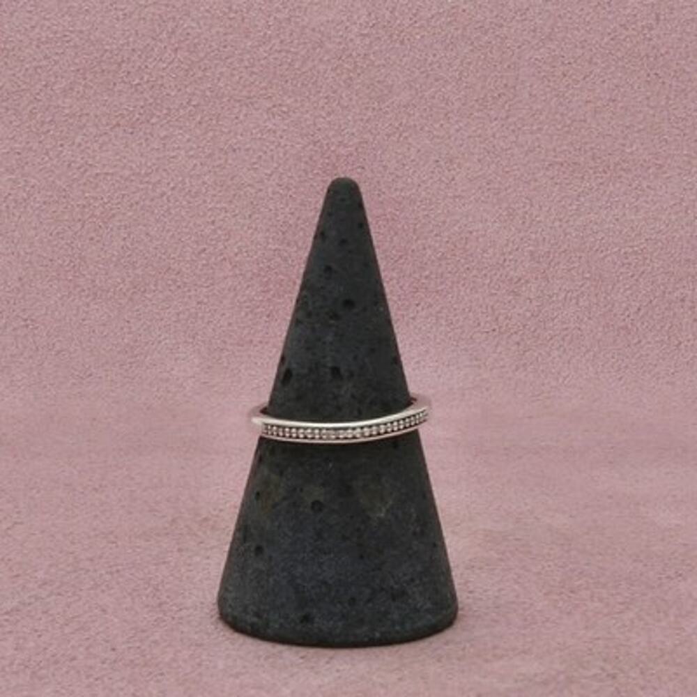 Zales Sterling Silver Diamond Polished Edge Stack Band Ring Size 6.75